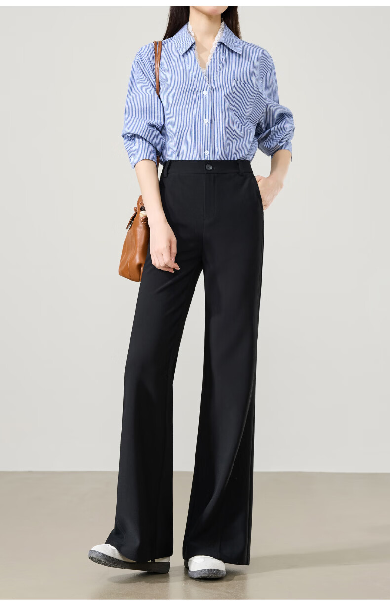 ESE-Y Women's Spring 2026 Slim Fit Stretch Office Flared Trousers Black Size 28 7