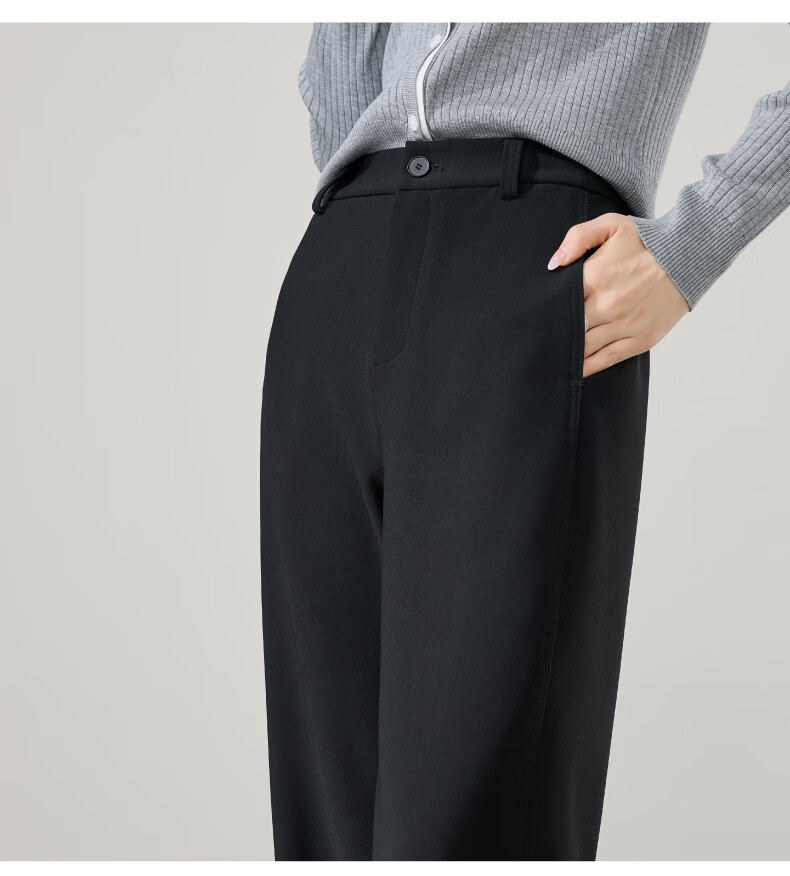ESE-Y Women's Straight-Leg Suit Pants 2026 Spring New High-Waist Stretch Commuter Professional Slim Wide-Leg Pants Black 31S 9