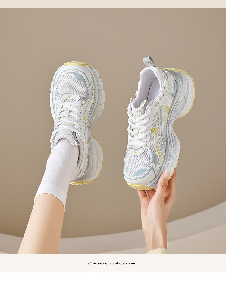 Zhuoshini Women's Dad Sneakers Thick Sole Small Size Casual Shoes Height Increasing Popular 2026 Mesh Breathable Sports Shoes White 36 18
