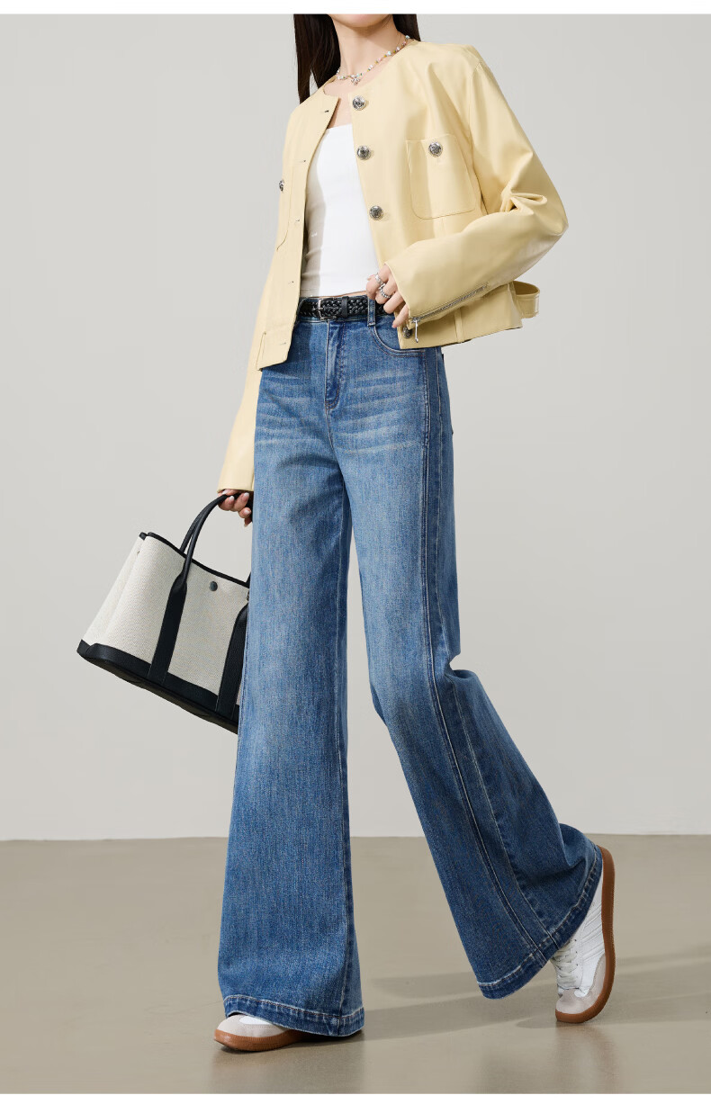 ESE-Y Golden Ratio Flared Jeans for Women 26 Spring New Slim Fit Stretch Cotton Flared Pants Black 25 20