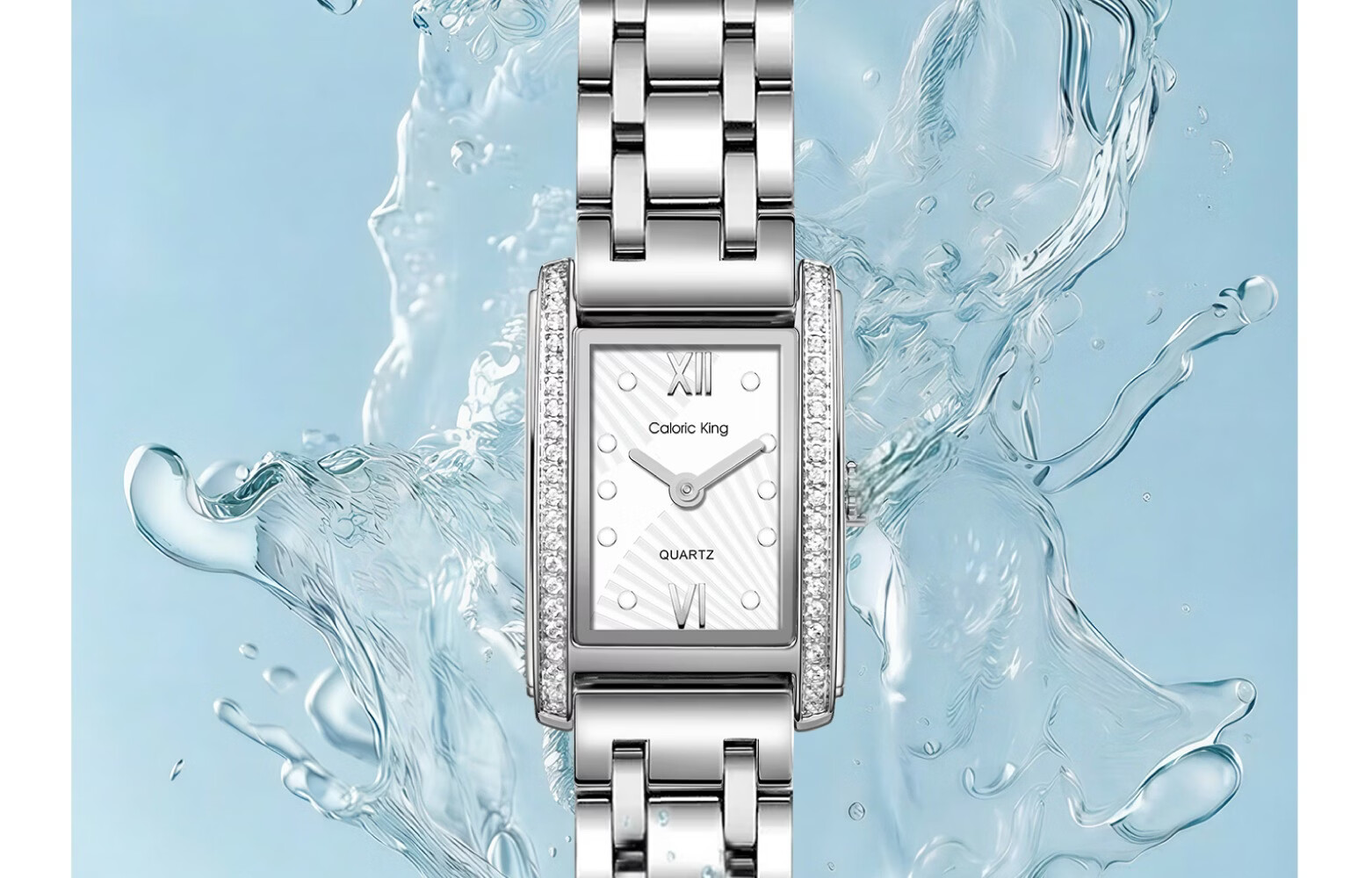 Caloric King Classic Tank Diamond-Studded Square Watch for Women Lightweight Luxury Niche Steel Band Minimalist Ladies Wristwatch Birthday Gift for Girlfriend 28