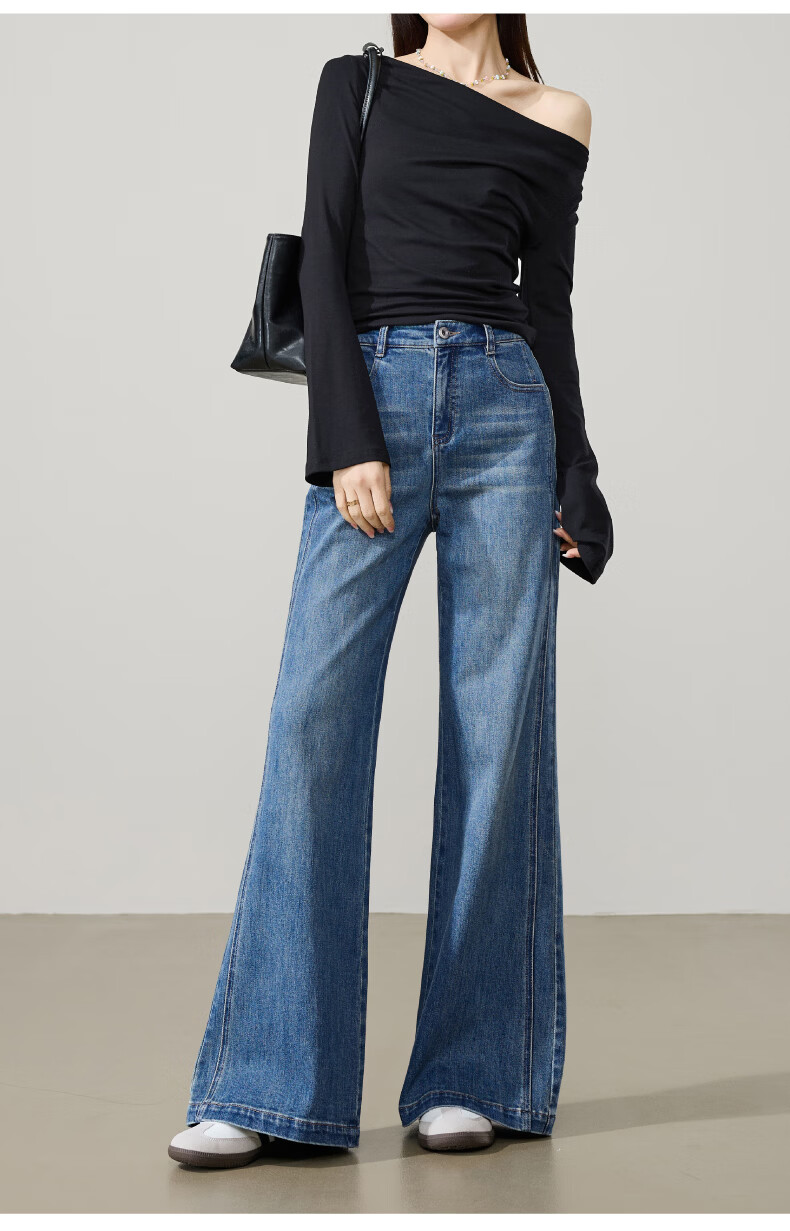 ESE-Y Golden Ratio Flared Jeans for Women 26 Spring New Slim Fit Stretch Cotton Flared Pants Black 25 21