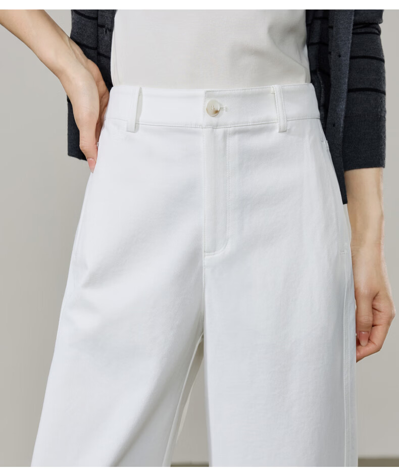ESE-Y Wrinkle-Resistant Titanium Cotton Wide-Leg Pants for Women Spring 2026 New High-Waist Side Split Loose Straight Casual Pants Navy Blue Size 27 10