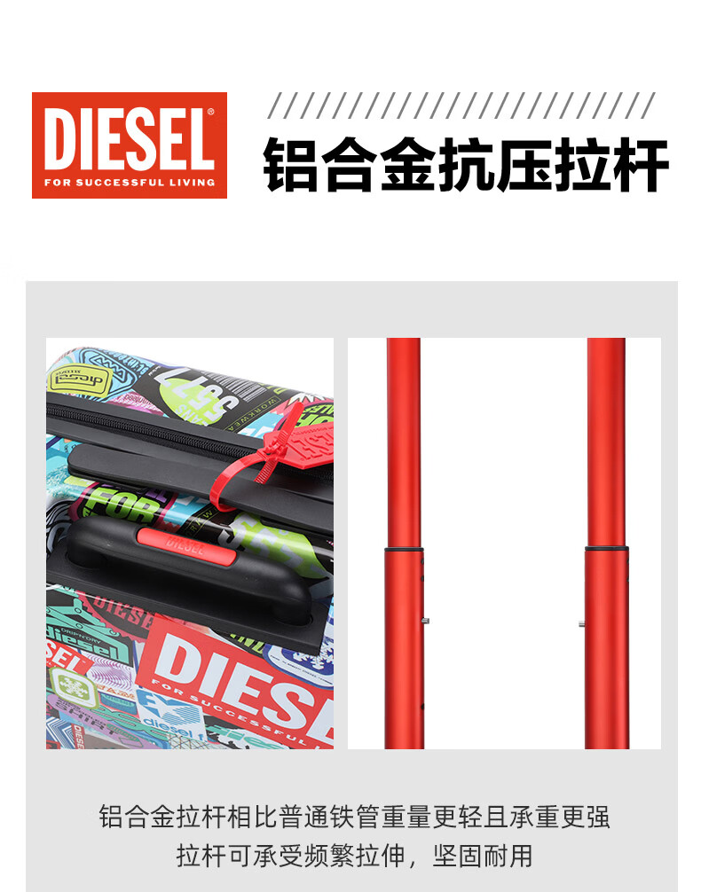 DIESEL Luggage Trendy Personalized Print Large Capacity Unisex Student Travel Suitcase PC Trolley Case 28 Inch Check-in Size 4