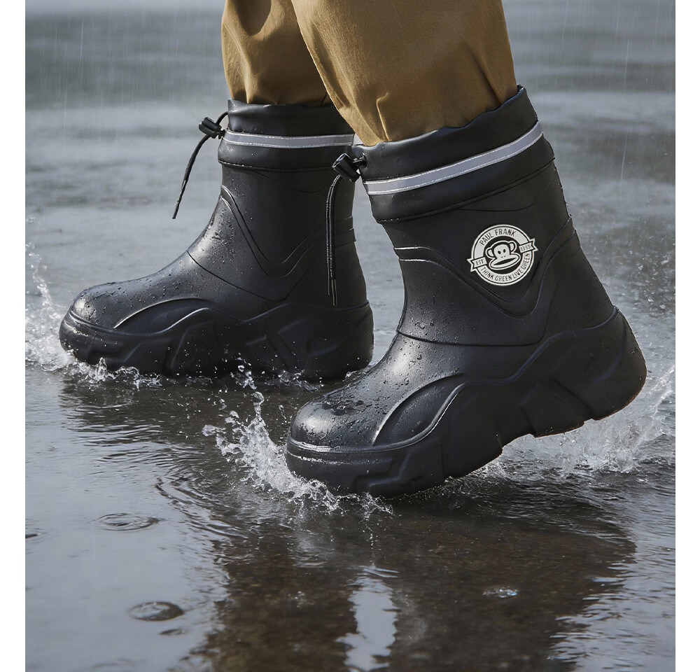 Paul Frank Professional Non-Slip Chef Shoes Outdoor EVA Rain Shoes Delivery Rider Water Shoes Fishing Rubber Shoes Black Size 41 17