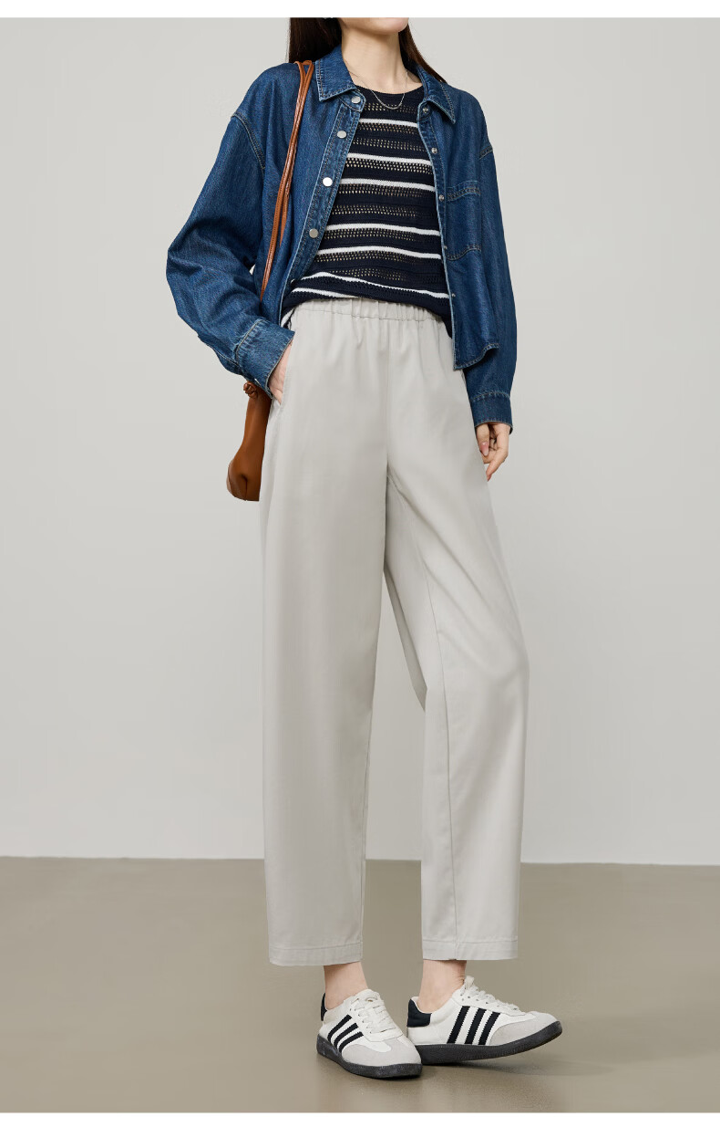 ESE-Y Laisai Cotton Lyocell Scythe Pants Women 26 Spring New Slim Fit Cropped Harem Straight Casual Pants Dark Blue 31 21
