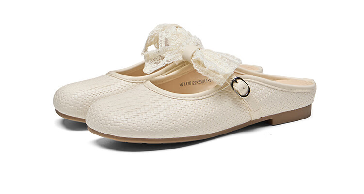 Zhuoshini Popular Half-Slip Women's 2026 New Summer French Style Slip-On Open-Toe Sandals with Skirt Beige Size 37 14