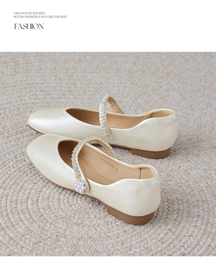 Zhuoshini Dress Single Shoes 2026 New Spring Autumn Qipao French Mary Jane Women's Flat Low Heel Leather Shoes Light Gold 38 16