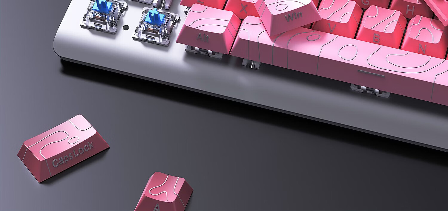 AOC GK200 Mechanical Keyboard Contour Side-Printed Wired Gaming Keyboard Hot-Swappable RGB Backlit 87-Key Anti-Ghosting Blackberry Pink Tea Switch 14