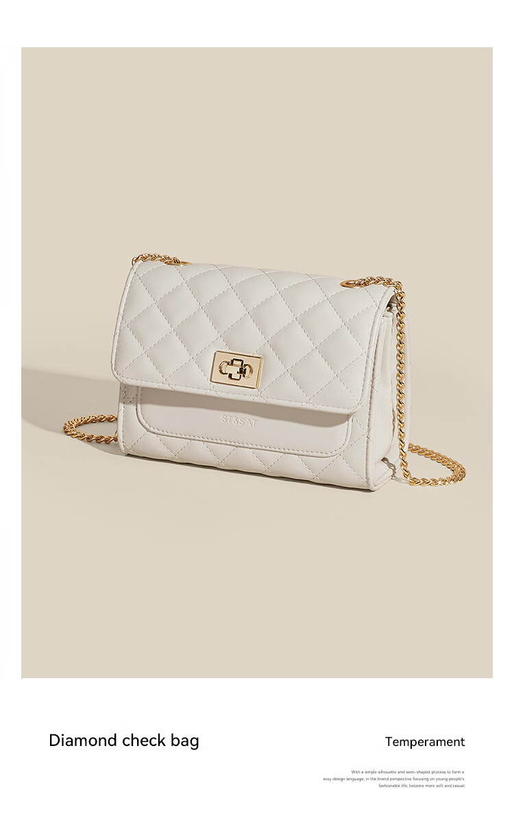 St&Sat Women's Bag 2026 New Versatile Shoulder Crossbody Small Square Quilted Chain Bag Birthday Gift for Girlfriend 2