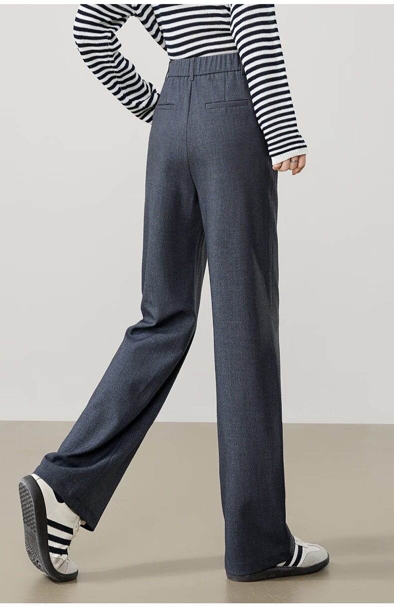 ESE-Y Women's Straight-Leg Suit Pants 2026 Spring Slim Casual Commuter Textured TR Narrow Black Size 26 19