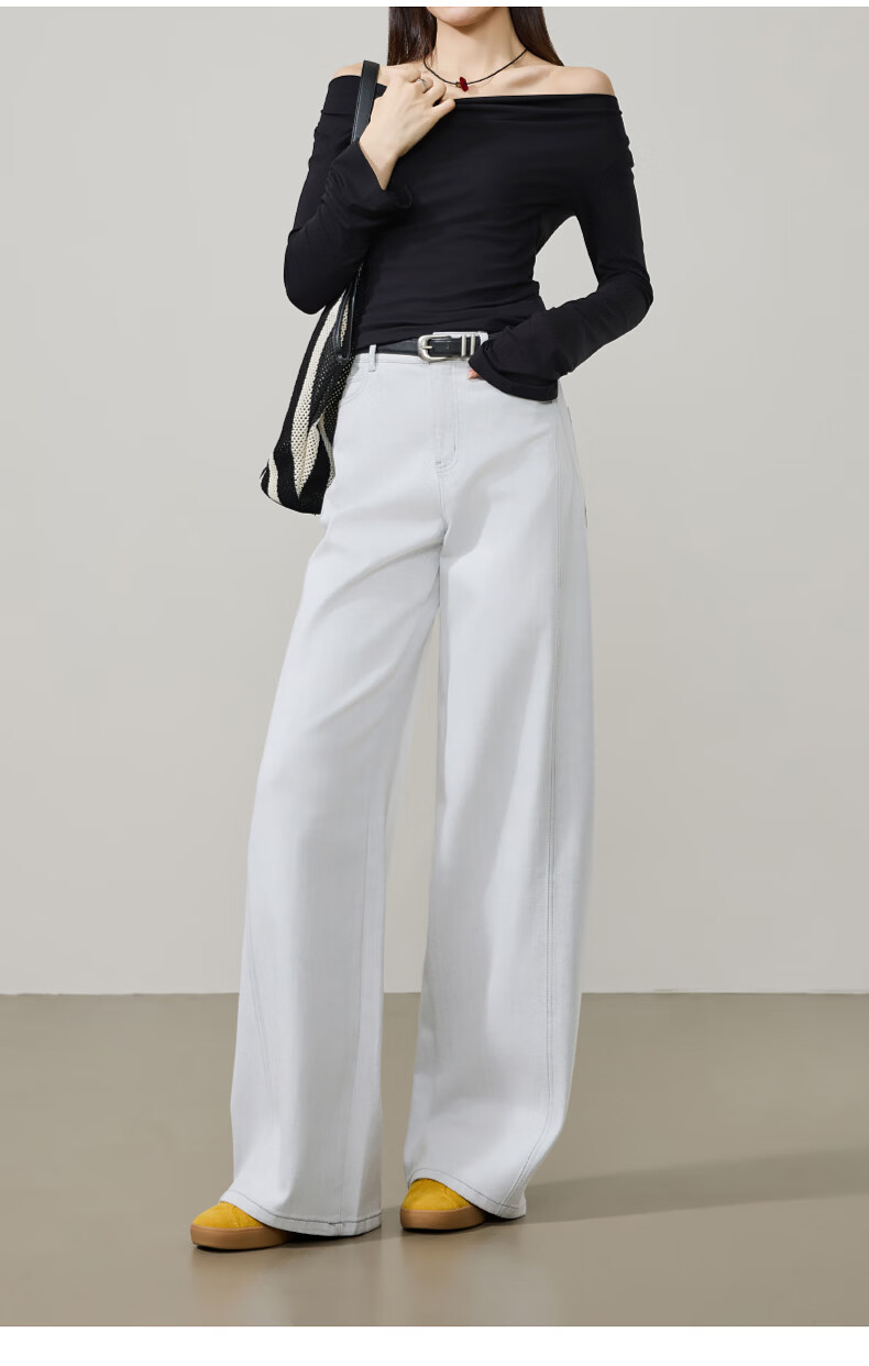 ESE-Y [Thread Sculpting Pants] Straight-Leg Jeans for Women 2026 Spring New Loose Floor-Length Wide-Leg Pants Dark Blue 28 25