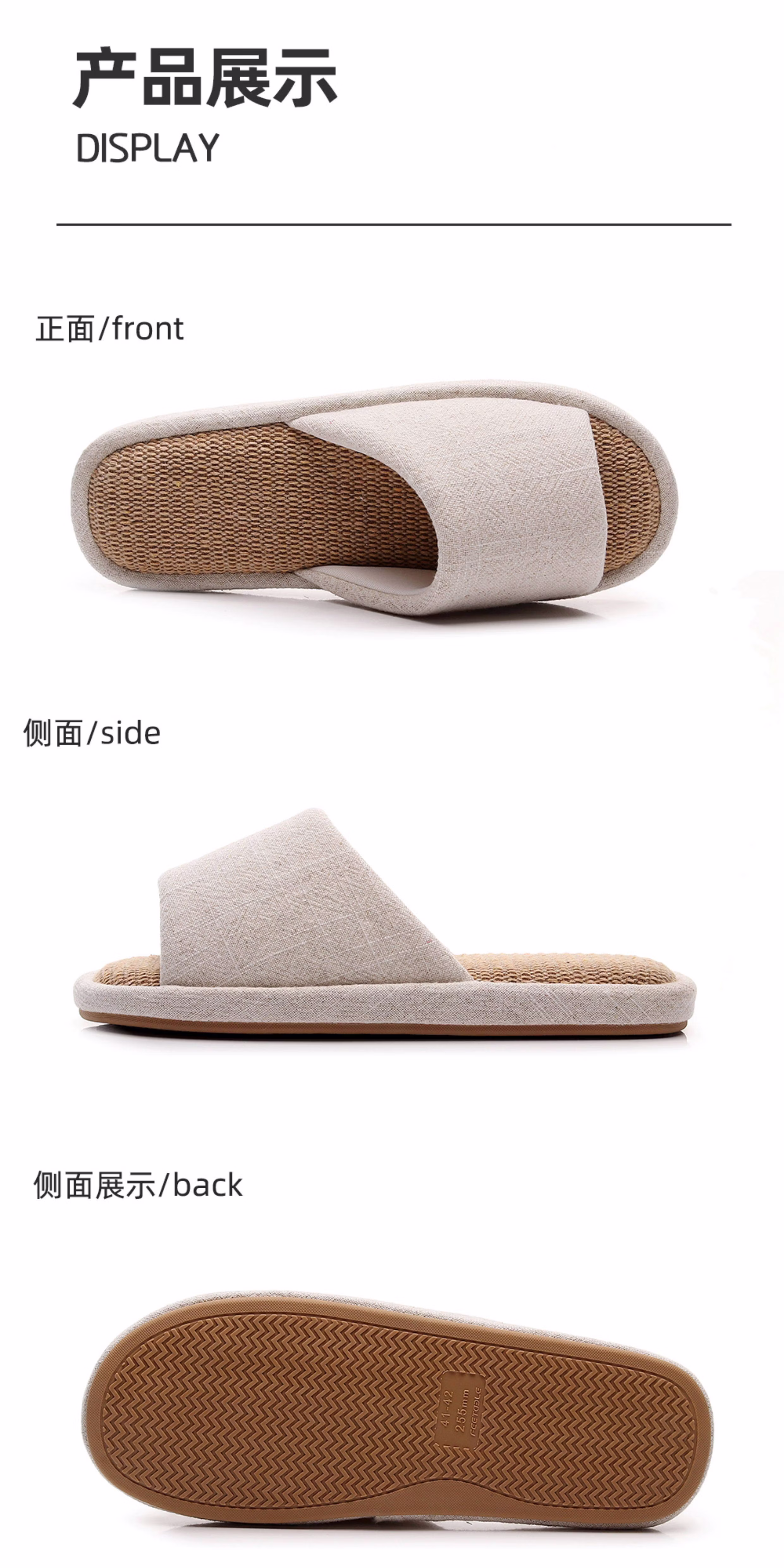 Big Plus Size Linen Slippers Men 4647 Indoor Home 4849 Breathable Cotton Linen Fabric Four Seasons Blue 46-47 10