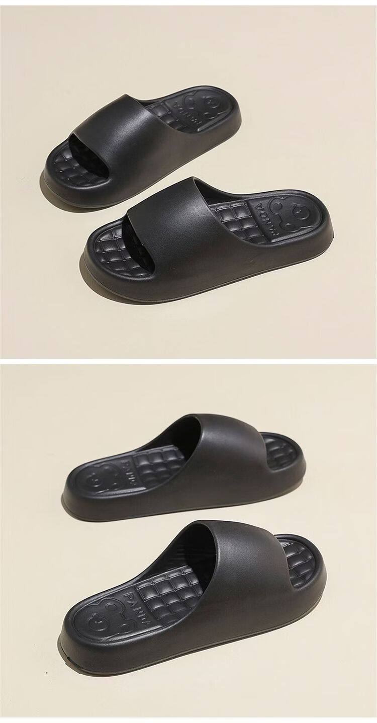 Zhiying Slippers Men Women Home Bath Thick Sole Bathroom Couple Non-slip Black 42-43 14