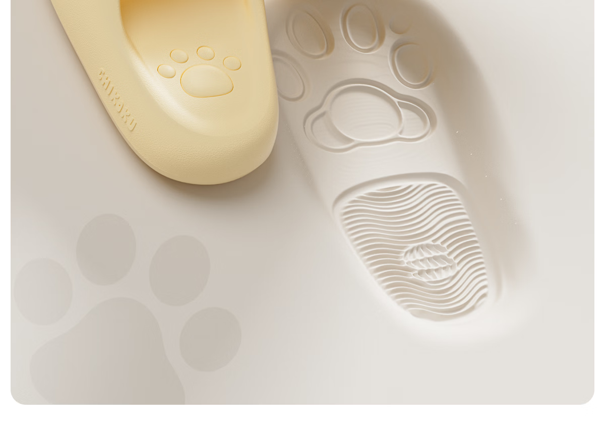 Chikoku Cute Cartoon Cat Paw Slippers Women's Summer New Thick Sole Home Non-Slip EVA Couple Sandals Men's Summer 18