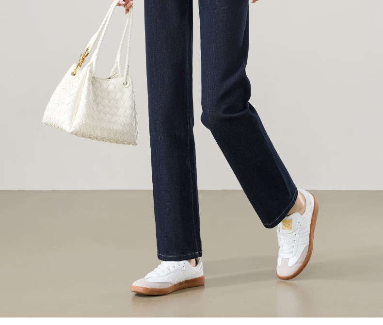 ESE-Y Women's Straight Leg Jeans 2026 Spring New Slim Fit Fade-Resistant Tapered Pants Dark Blue 28 14
