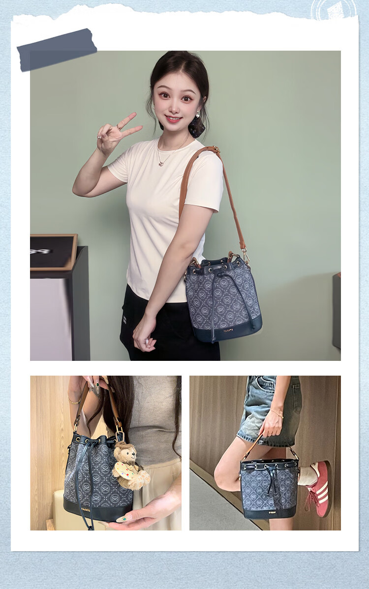 St&Sat Women's Bag 2026 New Retro Printed Bucket Bag Handbag Large Capacity Crossbody Shoulder Bag Gift for Girlfriend 3