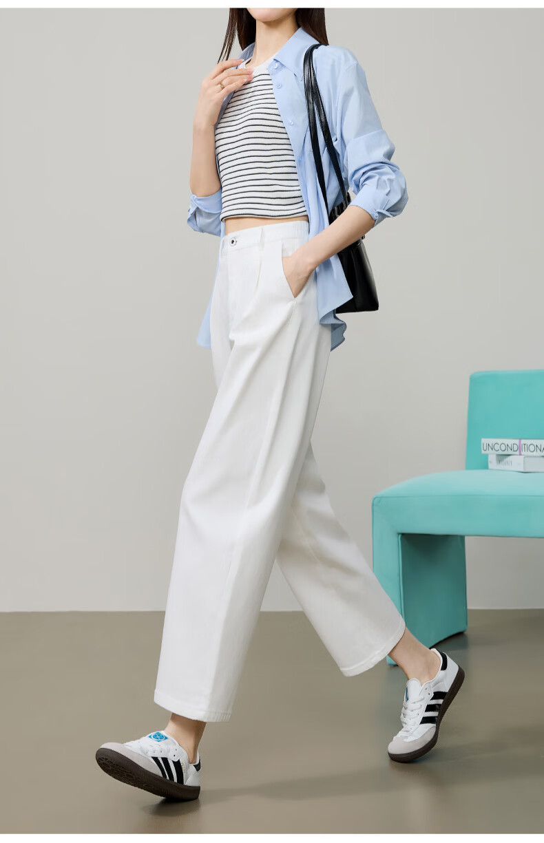 ESE-Y Women's Dark Blue Wide-Leg Denim Jeans 2026 Spring New Slim High-Waist Casual Curved Pants Size 26 28