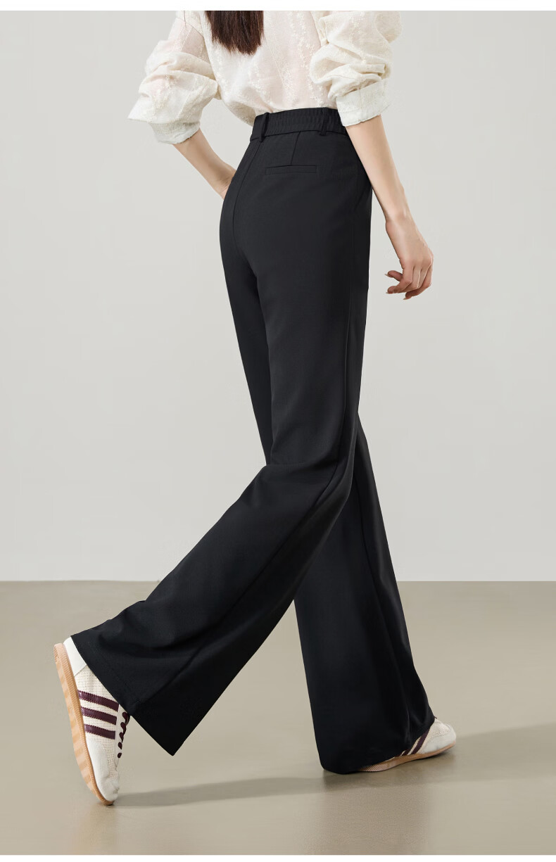 ESE-Y Women's Long Leg Flared Pants 2026 Spring New High Waist Stretch Suit Commuter Slim Tapered Pants Black 28 14