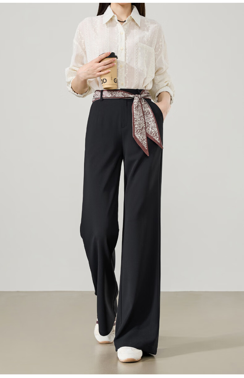 ESE-Y Women's Long Leg Flared Pants 2026 Spring New High Waist Stretch Suit Commuter Slim Tapered Pants Black 28 10