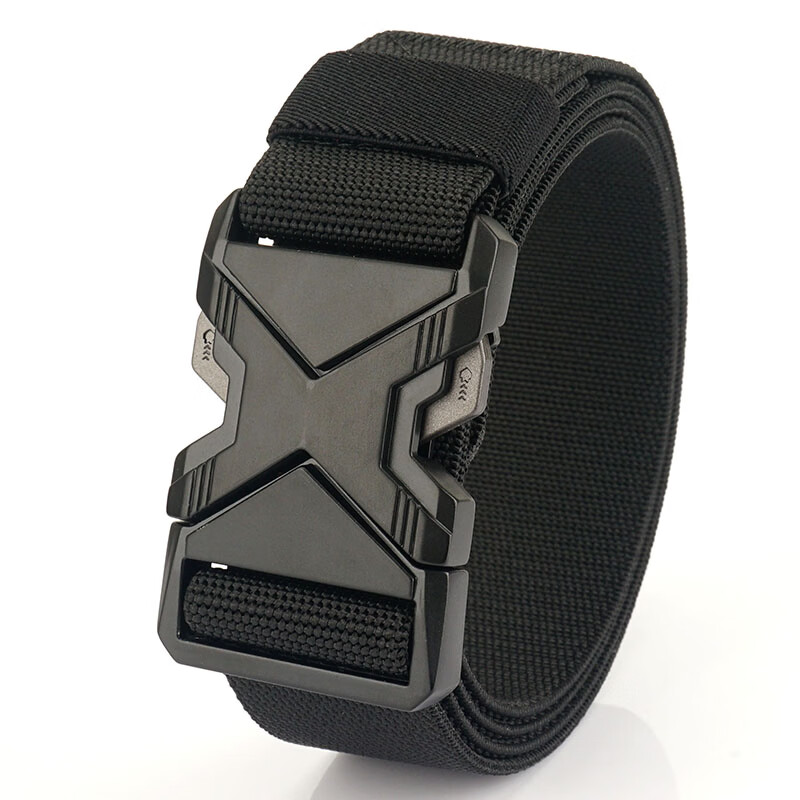 Aoweimei Outdoor Tactical Belt Elastic Nylon Men’s Woven Alloy Automatic Buckle Training Canvas Leather Belt 10