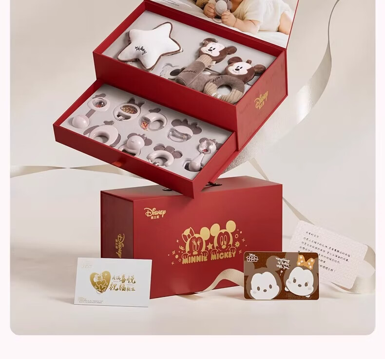 Disney Newborn Welcome Gift Box Baby Rattle Toy Soothing 0-12 Months Infant Month Celebration Children's Day Gift 4