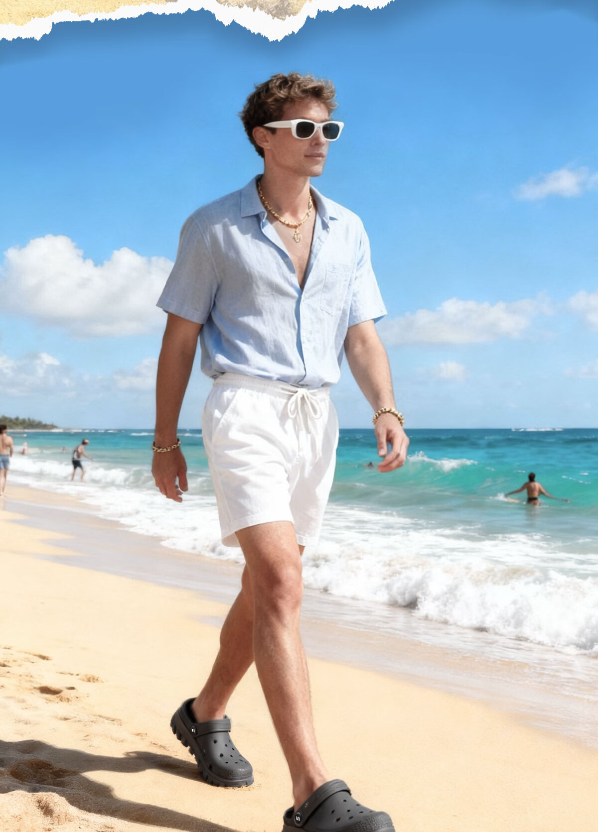 AMAZE-LULU Men's Two-Tone Clog Summer New Thick-Soled Non-Slip Outdoor Beach Sandals White Size 40-41 2