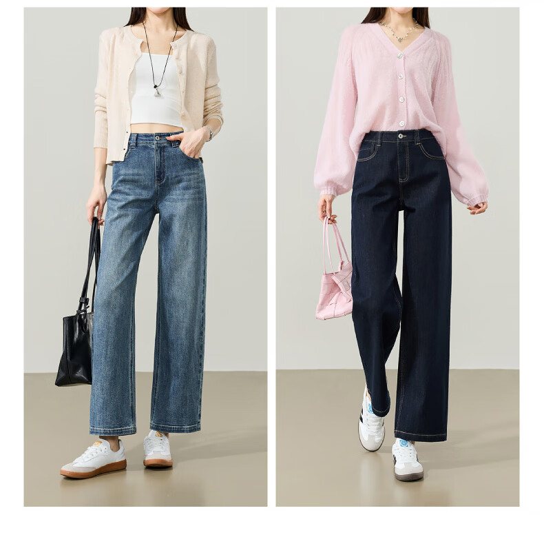 ESE-Y Women's 9/10 Straight-Leg Jeans 2026 Spring New Fashion Petite Slim Fit Denim Pants Dark Blue 29 15