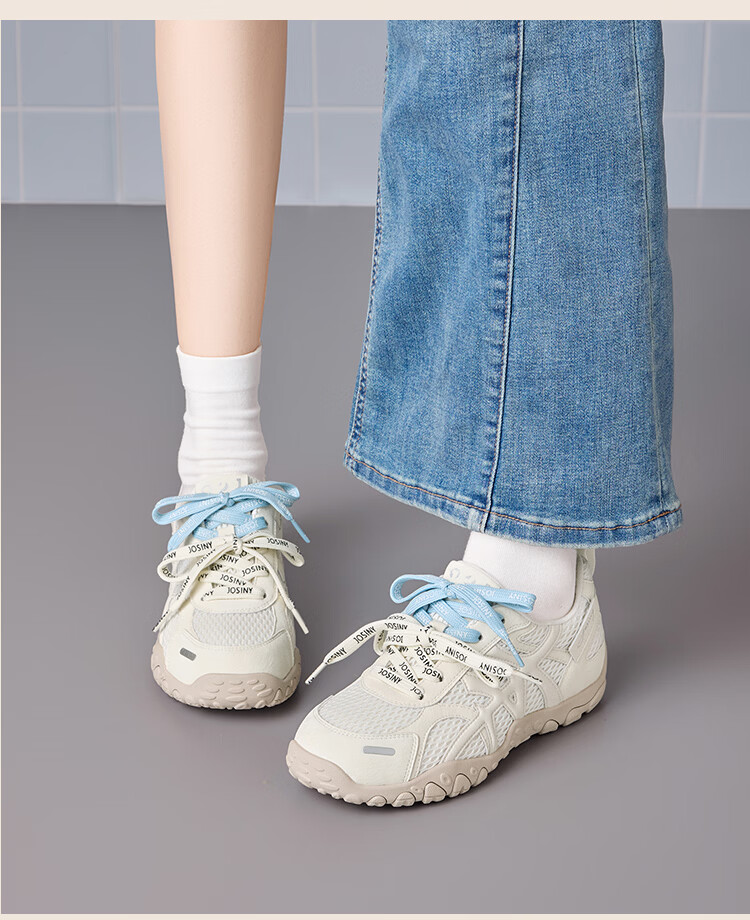 Zhuoshini Thick Sole Derby Shoes 2026 Spring New Women's Mesh Casual Breathable Agan Sneakers Sports Shoes Light Gray Size 38 11