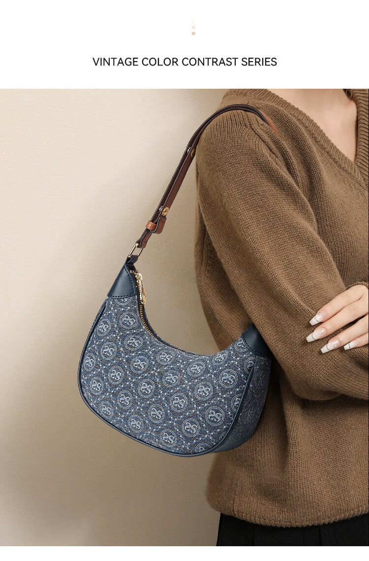 St&Sat Women's Bag 2026 New Retro Printed Shoulder Bag Handbag Versatile Underarm Crescent Bag Birthday Gift 4