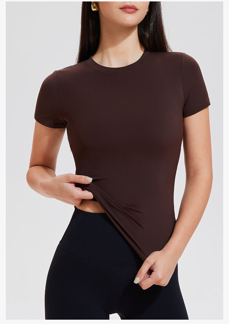 Cosleaf Women's Sports T-Shirt Short Sleeve High Elastic Slim Fit Round Neck Breathable Running Top Fitness Yoga Wear 6