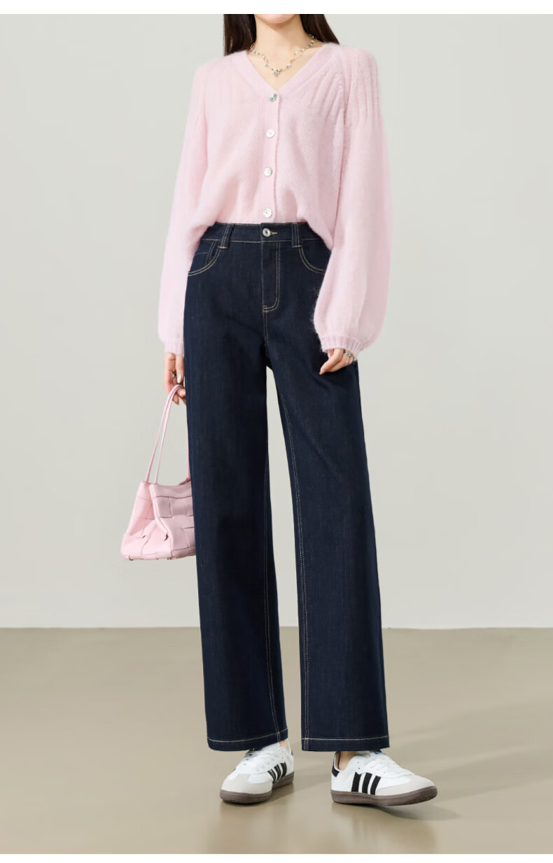 ESE-Y Women's 9/10 Straight-Leg Jeans 2026 Spring New Fashion Petite Slim Fit Denim Pants Dark Blue 29 19