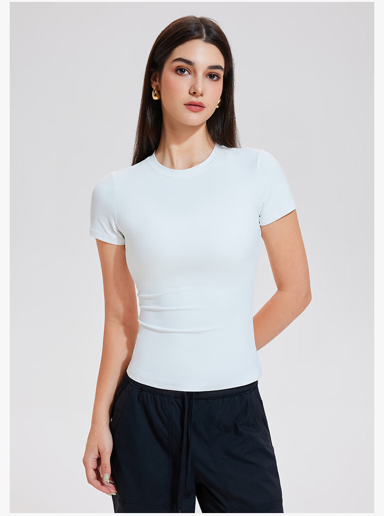 Cosleaf Women's Sports T-Shirt Short Sleeve High Elastic Slim Fit Round Neck Breathable Running Top Fitness Yoga Wear 22