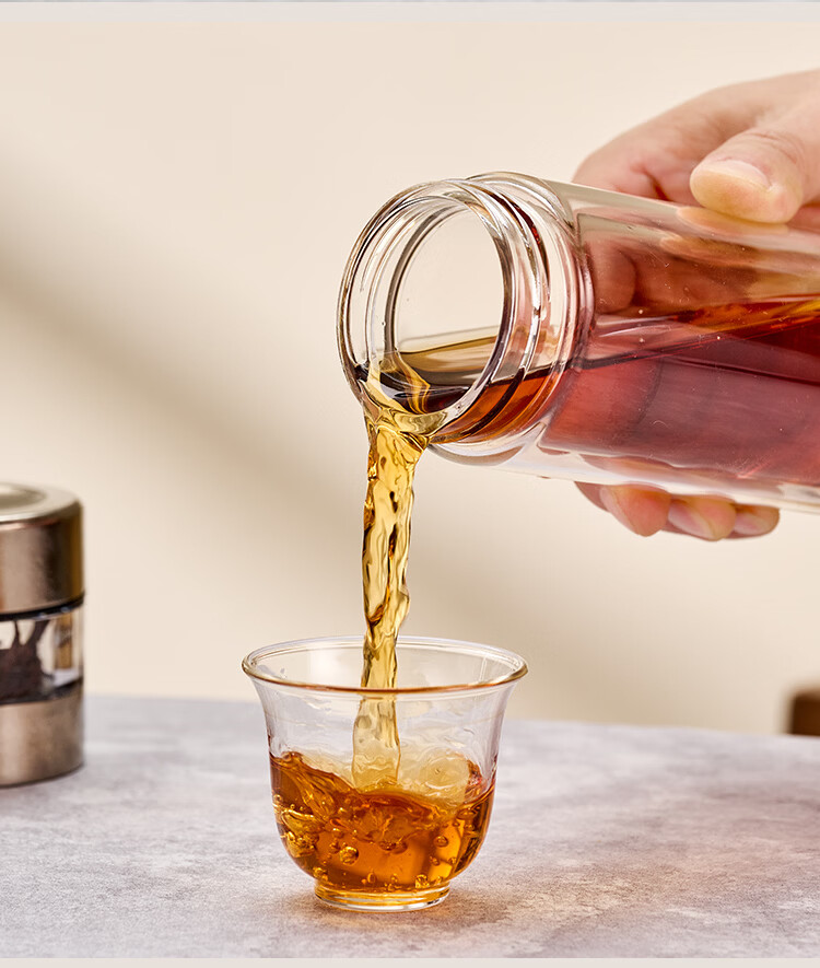 Gold Inlaid Jade Glass Cup Pure Titanium Antibacterial Tea Brewing Cup Pure Titanium Tea Infuser Business Double-Layer Tea Water Separation Cup Men's Car Travel Water Bottle 13