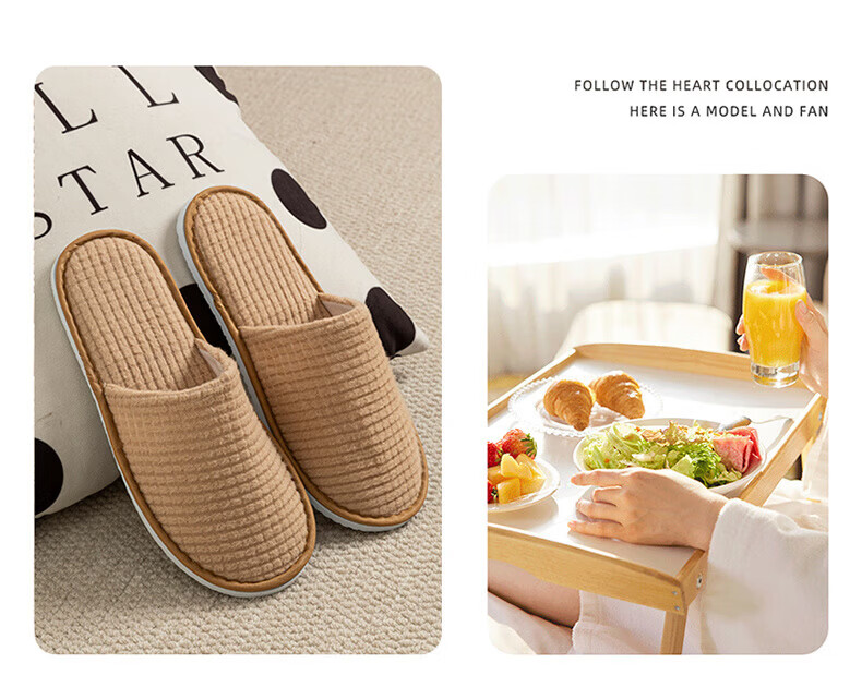 BWNK Disposable Thickened Home Travel Non-Slip Slippers [5 Pairs] Gray Fleece Slippers 12
