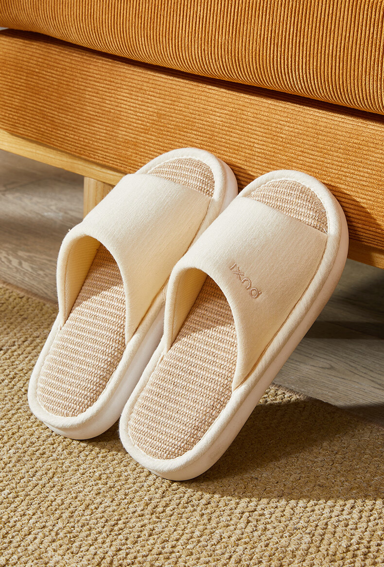 Puxi Couple Linen Slippers Women's Summer New Non-slip Anti-sweat Rock Gray Size 42-43 6