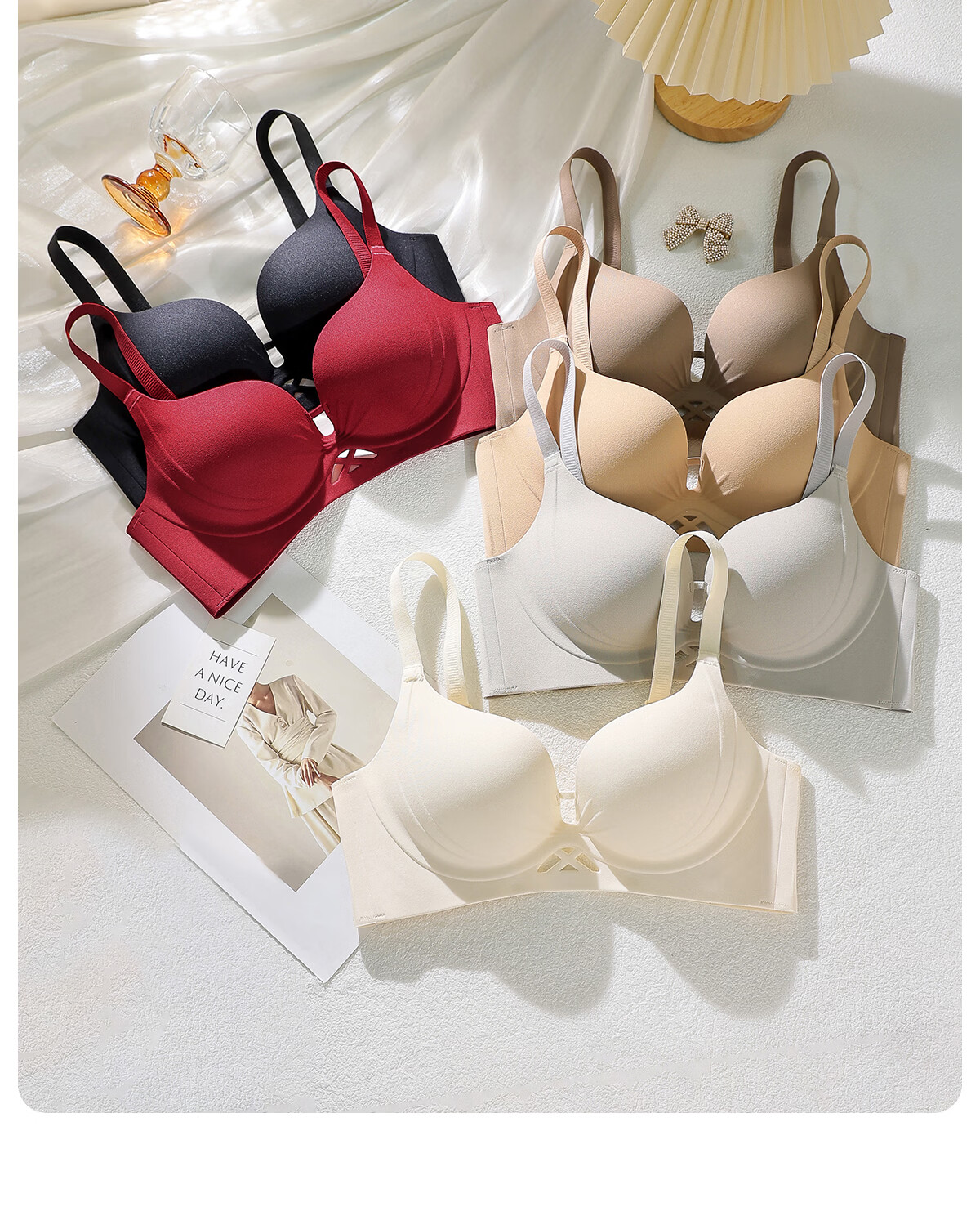 Bingxue Kapok Women's Underwear Small Chest Push-Up Enlarging Soft Support Side Breast Gathering Seamless Lightweight Breathable Comfortable Bra 9