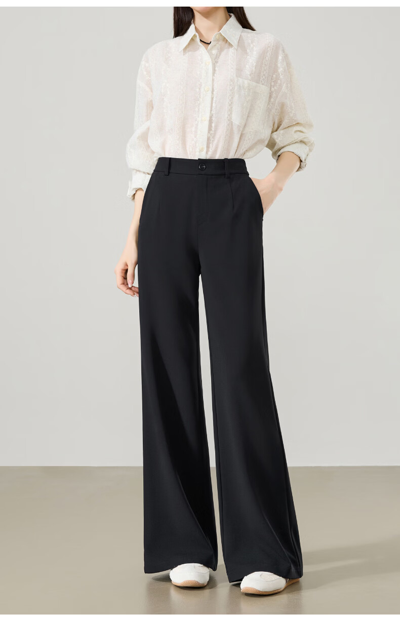 ESE-Y Women's Long Leg Flared Pants 2026 Spring New High Waist Stretch Suit Commuter Slim Tapered Pants Black 28 12