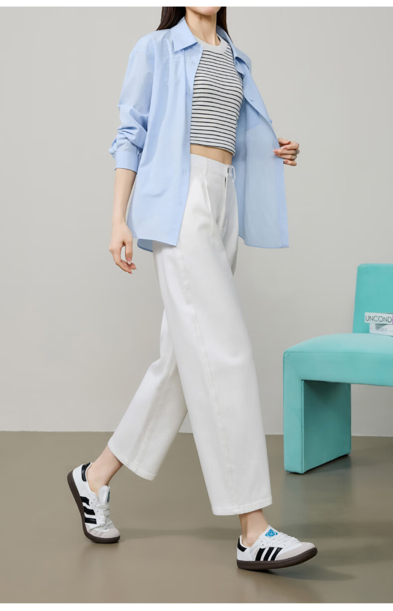 ESE-Y Women's Dark Blue Wide-Leg Denim Jeans 2026 Spring New Slim High-Waist Casual Curved Pants Size 26 29