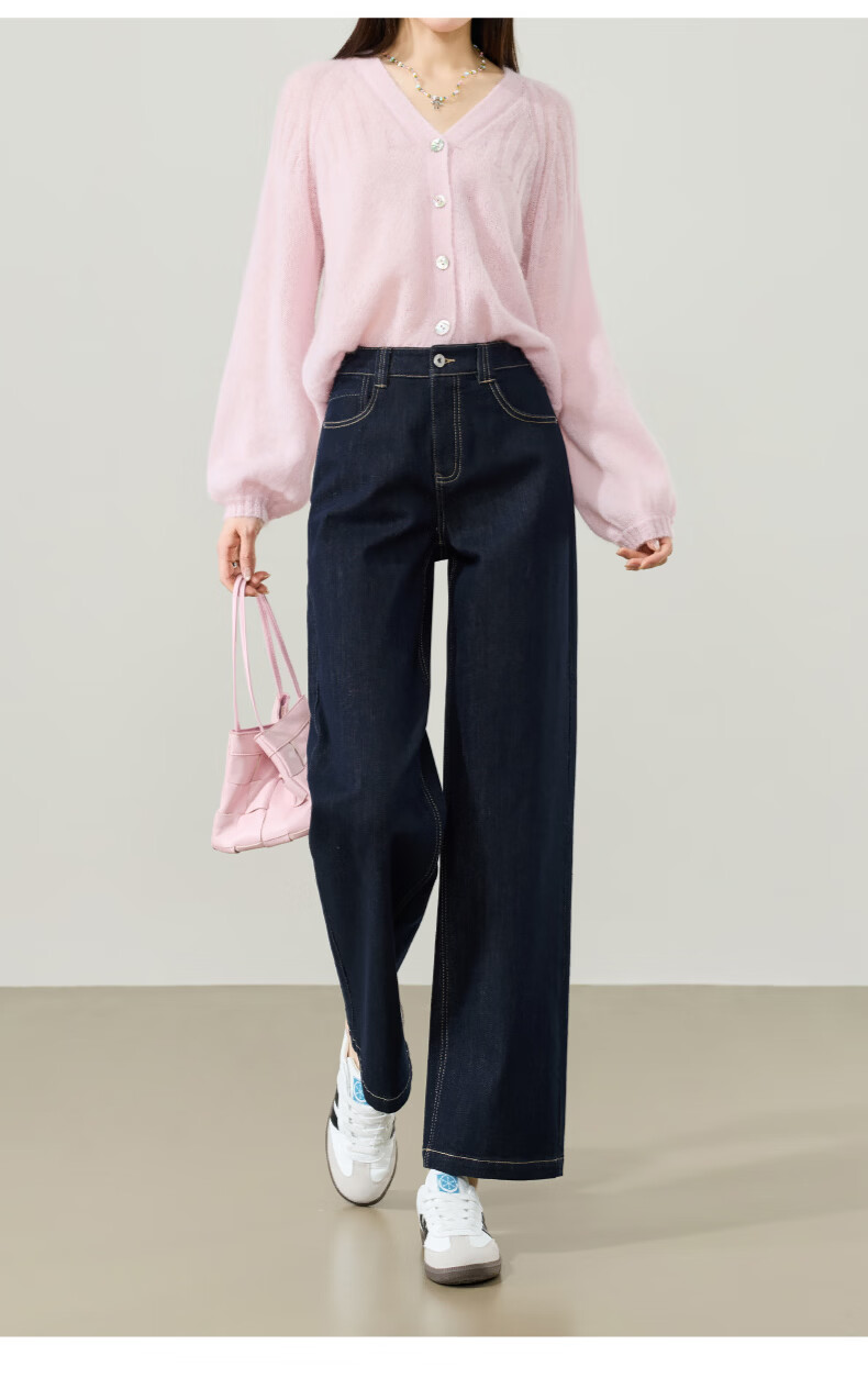ESE-Y Women's 9/10 Straight-Leg Jeans 2026 Spring New Fashion Petite Slim Fit Denim Pants Dark Blue 29 21