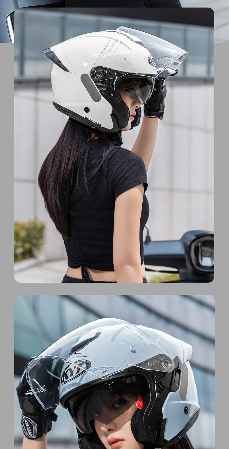 KYT RA-02 3/4 Retro Cruiser Motorcycle Helmet with Dual Visors, Matte Black, Size L 15
