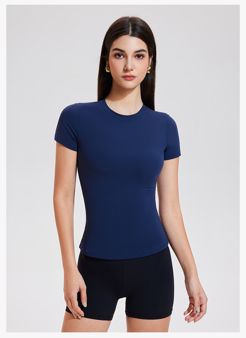 Cosleaf Women's Sports T-Shirt Short Sleeve High Elastic Slim Fit Round Neck Breathable Running Top Fitness Yoga Wear 16