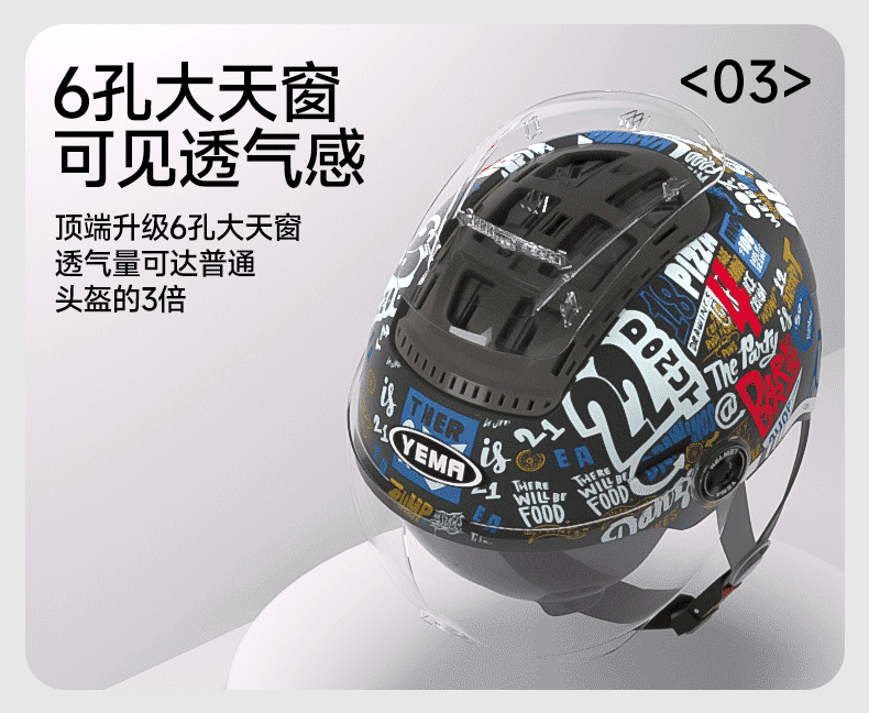 YEMA 3C Certified Electric Vehicle Helmet Unisex Summer Sun Protection Large Sunroof Half Helmet Double Lens Motorcycle Safety Helmet 370S Street Fighter + Aurora Long Lens 6