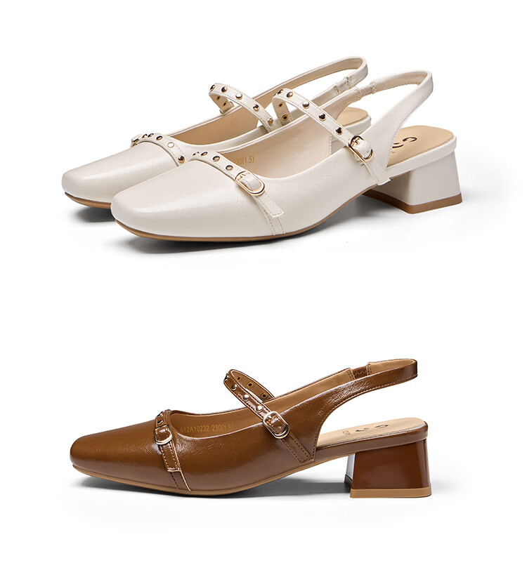 Zhuoshini Women's Low-Cut Sandals 2026 New Summer Fashion Chunky Heel Mary Jane Shoes with Skirts, Off-White, Size 39 15