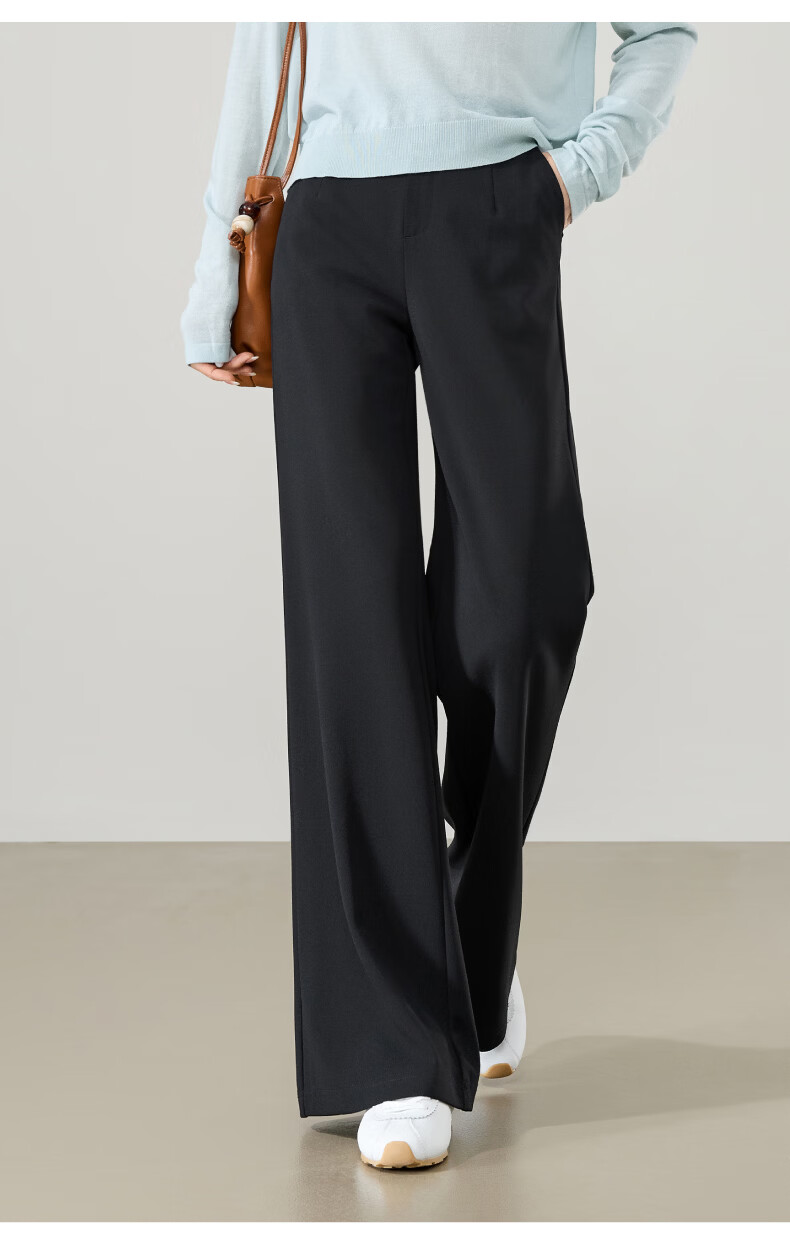 ESE-Y Women's Long Leg Flared Pants 2026 Spring New High Waist Stretch Suit Commuter Slim Tapered Pants Black 28 16