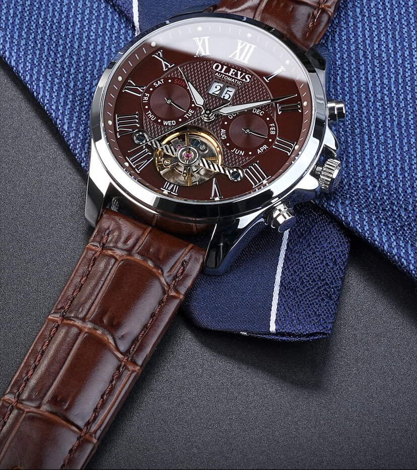 OLEVS Swiss Certified Men's Fully Automatic Mechanical Watch, Men's Luxury Timepiece, 2026 New Skeleton Design Men's Watch, Top Ten Brand 9