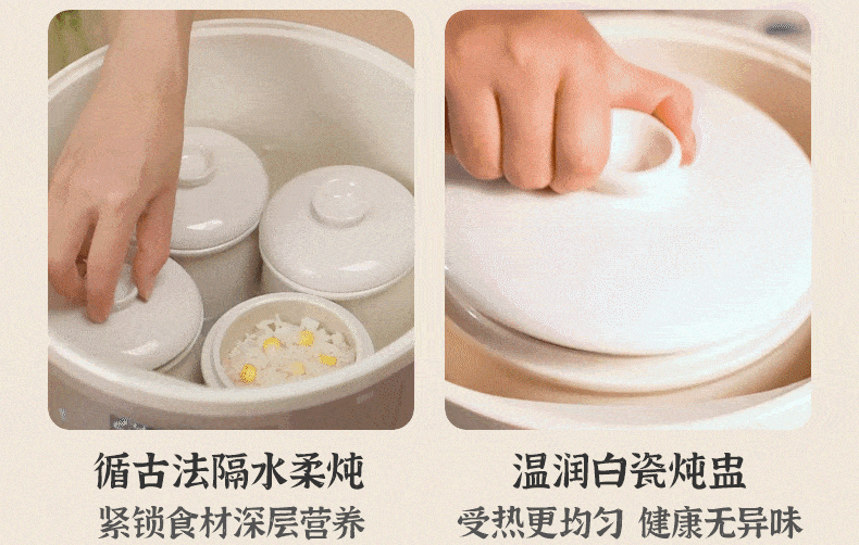 Bear Electric Ceramic Slow Cooker Large Capacity 3-5 People Stew Pot Soup Cooker White Porcelain Electric Stew Pot 3
