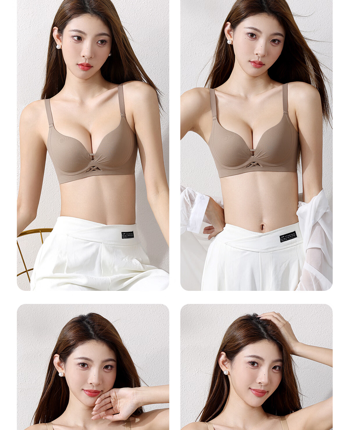Bingxue Kapok Women's Underwear Small Chest Push-Up Enlarging Soft Support Side Breast Gathering Seamless Lightweight Breathable Comfortable Bra 32