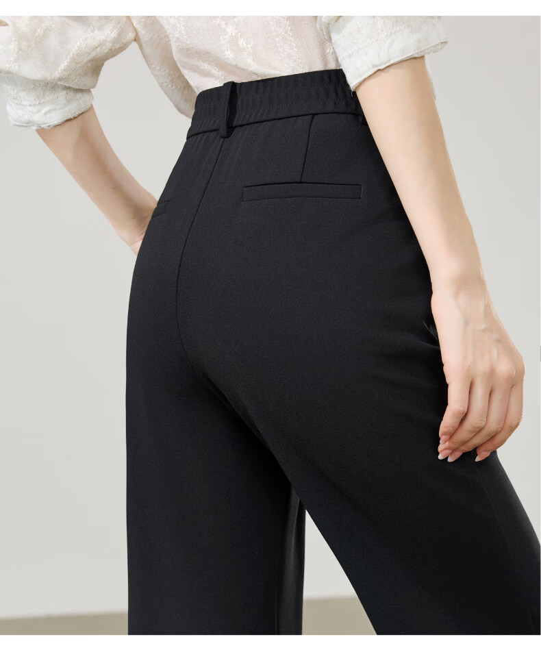 ESE-Y Women's Long Leg Flared Pants 2026 Spring New High Waist Stretch Suit Commuter Slim Tapered Pants Black 28 11