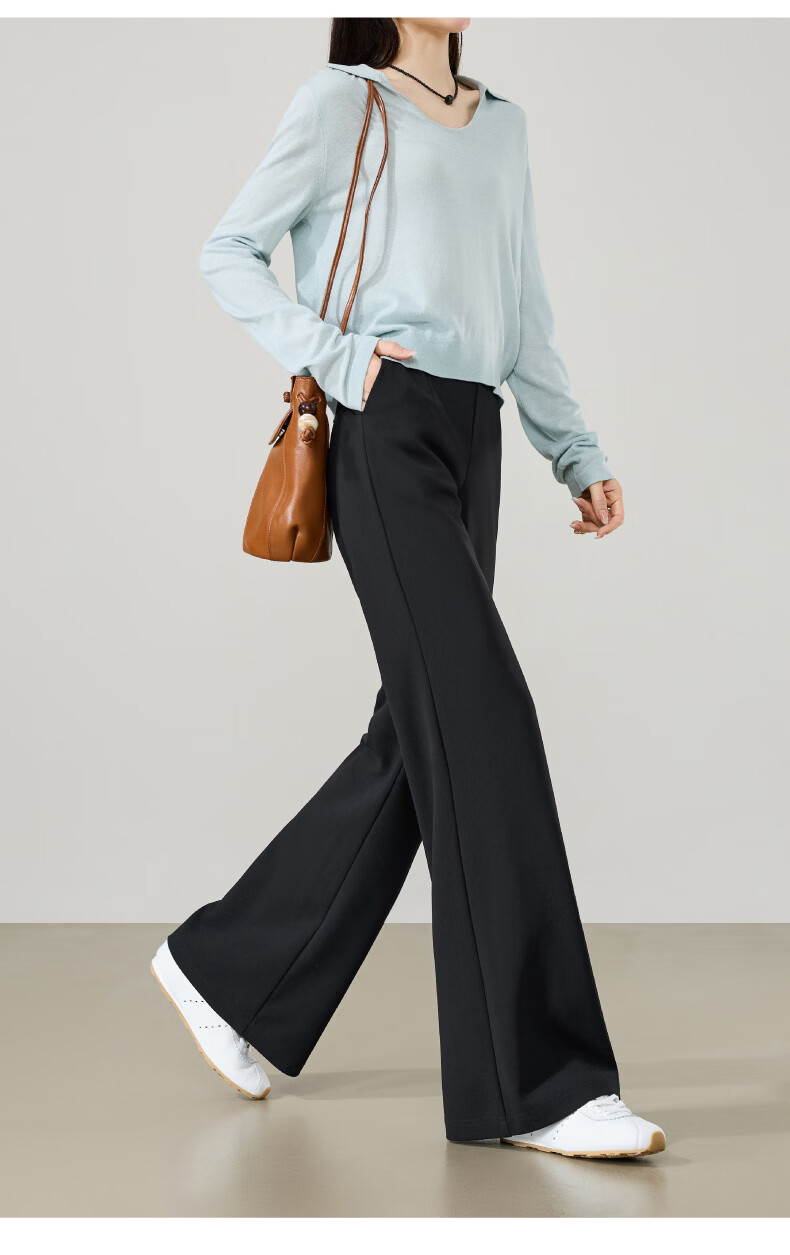 ESE-Y Women's Long Leg Flared Pants 2026 Spring New High Waist Stretch Suit Commuter Slim Tapered Pants Black 28 17
